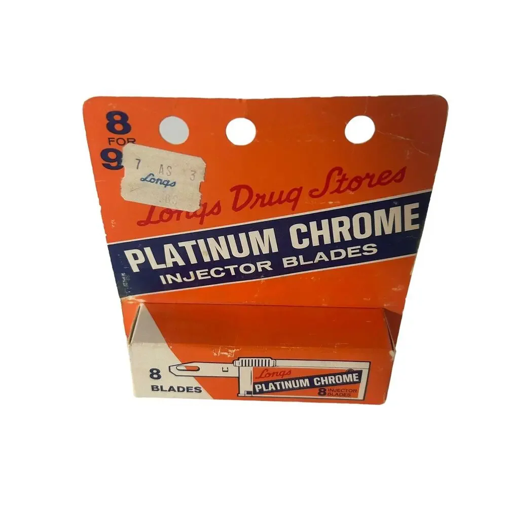 Vintage Platinum Chrome Injector Blades Longs Store 8 Blades New Sealed Rare
